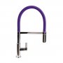 The 1810 Company Spirale Brushed Steel Spout Sink Mixer Tap with Flexible Hose - Indigo