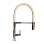 The 1810 Company Spirale Brushed Steel Spout Sink Mixer Tap with Flexible Hose - Latte