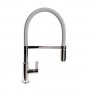 The 1810 Company Spirale Brushed Steel Spout Sink Mixer Tap with Flexible Hose - Light Grey