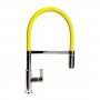 The 1810 Company Spirale Brushed Steel Spout Sink Mixer Tap with Flexible Hose - Yellow