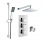 Delphi Raffa Thermostatic Triple Concealed Mixer Shower with Shower Kit + Fixed Shower Head - Chrome