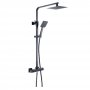 Delphi Zacha Thermostatic Bar Mixer Shower with Shower Kit + Fixed Shower Head - Black