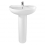 Twyford Alcona Basin & Full Pedestal 500mm Wide 1 Tap Hole