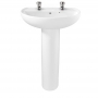 Twyford Alcona Basin & Full Pedestal 550mm Wide 2 Tap Hole