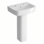 Twyford Alcona Handrinse Basin & Square Full Pedestal 450mm Wide 2 Tap Hole