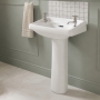 Twyford Classic Basin & Full Pedestal 560mm Wide 2 Tap Hole