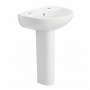Twyford Option Basin & Full Pedestal 550mm Wide 2 Tap Hole