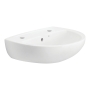 Twyford Option Round Wall Hung Basin 550mm Wide - 2 Tap Hole