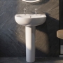 Twyford Option Basin with Full Pedestal 400mm W - 2 Tap Hole