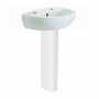 Twyford Option Handrinse Basin with Full Pedestal 400mm Wide 2 Tap Hole