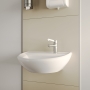 Twyford Sola Medical Right Handed Wall Hung Basin 400mm Wide - 1 Tap Hole