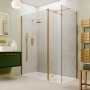 Valo Altitude Brushed Brass 2000mm Walk-In Shower Enclosure with Return Panel