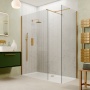 Valo Altitude Brushed Brass 2000mm Walk-In Shower Enclosure