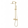 Vema Thermostatic Bar Mixer Shower with Shower Kit + Fixed Head - Brushed Brass
