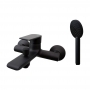 Vema Timea 2-Hole Bath Shower Mixer Tap with Shower Kit and Bracket Wall Mounted - Matt Black
