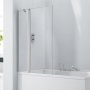 Verona Aquaglass+ Square Hinged Bath Screen with Fixed Panel 1400mm H x 800mm W - 6mm Glass