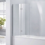 Verona Aquaglass+ Straight Fixed Bath Screen with Hinged Swivel Panel 1500mm H x 900mm W - 6mm Glass