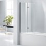 Verona Aquaglass+ Straight Hinged Bath Screen 1400mm H x 800mm W - 6mm Glass