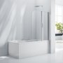 Verona Aquaglass+ Two Folding Bath Screen 1500mm H x 1200mm W - 6mm Glass