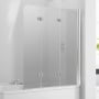 Verona Aquaglass+ Frameless 3 Folding Bath Screen RH 1400mm H x 1200mm W - Smoked Glass
