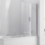 Verona Aquaglass+ Frameless 4 Folding Bath Screen 1500mm H x 965mm W - 6mm Glass