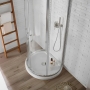Verona Aquaglass Purity D Shaped Dedicated Shower Tray 900mm x 770mm - White