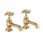 Verona Castello Brushed Brass Basin Taps Pair