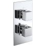 Verona Cube Thermostatic Twin Concealed Shower Valve with Diverter - Polished Chrome