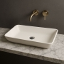 Verona Elvis Rectangle Solid Surface Sit-On Countertop Basin 596mm Wide - 0 Tap Hole