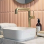 Verona Fontessa Brushed Brass Tall High Rise Basin Mixer Tap (inc Waste)