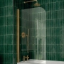 Verona Nivola Brushed Brass 6mm Round Top Hinged Bath Screen 1400mm H x 800mm W