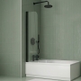 Verona Piccolo Matt Black 5mm Mini Round Top Bath Screen 1400mm H x 300mm W