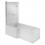 Verona Tungstenite L-Shaped Shower Bath with Panel and Screen - Acrylic
