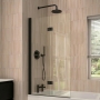 Verona Rivenza Matt Black 8mm Straight Hinged Bath Screen 1500mm H x 800mm W