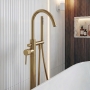 Verona Rivenza Fluted Brushed Brass Freestanding Bath Shower Mixer Tap (inc Kit)