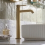 Verona Rivenza Fluted Brushed Brass Tall High Rise Basin Mixer Tap