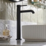 Verona Rivenza Fluted Matt Black Tall High Rise Basin Mixer Tap