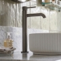 Verona Rivenza Fluted Gunmetal Tall High Rise Basin Mixer Tap