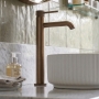 Verona Rivenza Fluted Brushed Bronze Tall High Rise Basin Mixer Tap