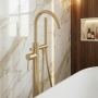 Verona RIvenza Brushed Brass Freestanding Bath Shower Mixer Tap (inc Kit)