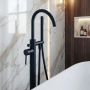 Verona Rivenza Matt Black Freestanding Bath Shower Mixer Tap (inc Kit)