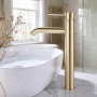 Verona RIvenza Brushed Brass Tall High Rise Basin Mixer Tap