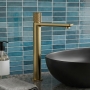 Verona Velora Brushed Brass Tall High Rise Basin Mixer Tap