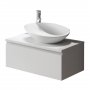 Royo Vida 1-Drawer 600mm Wide Wall Hung Vanity Unit with Basin and Worktop - Gloss White