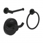 V&B Elements Tender Toilet Roll Holder, Towel Ring and Double Robe Hook - Matt Black