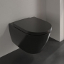 Villeroy & Boch Subway 2.0 Pure Black Rimless Wall Hung Toilet (inc Soft Close Wrapover Seat)