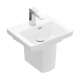 Villeroy & Boch Subway 3.0 Basin and Semi Pedestal 550mm Wide 1 Tap Hole - White Alpin