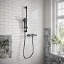 Villeroy & Boch Universal Thermostatic Square Bar Mixer Shower with Shower Riser Kit - Matt Black