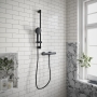 Villeroy & Boch Universal Thermostatic Round Bar Mixer Shower with Shower Riser Kit - Matt Black