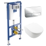 Villeroy & Boch Subway 3.0 TwistFlush 5-in-1 Rimless Wall Hung Toilet and Frame Bundle